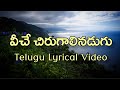 Veeche Chirugalinadugu Telugu Lyrics | Naalo unna prema | Sirivennela | Koti | Chitra