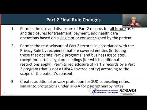 OCR & SAMHSA Webinar: Part 2 Final Rule Modifying Confidentiality Provisions for SUD Patient Records
