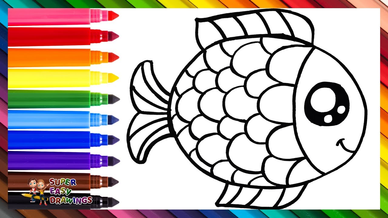 Drawing And Coloring A Fish 🐠🌈 Drawings For Kids