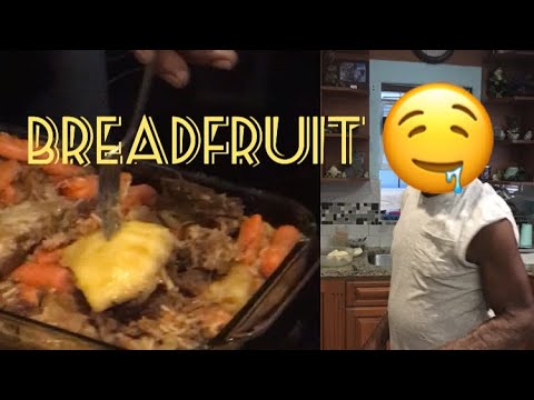 Cooking some breadfruit with some beef and carrots