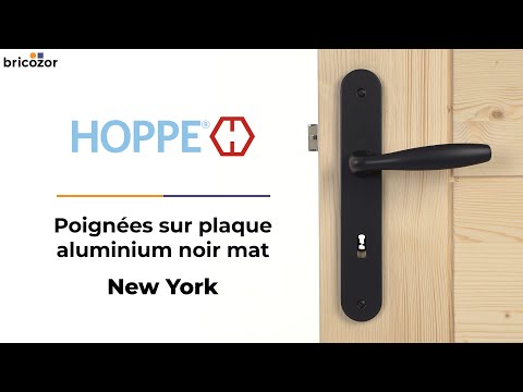 Poignées de porte sur plaques - 195 mm - aluminium noir mat - New York HOPPE