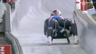 Doubles luge WC PyeongChang (KOR) in slow motion. 18.2.2017