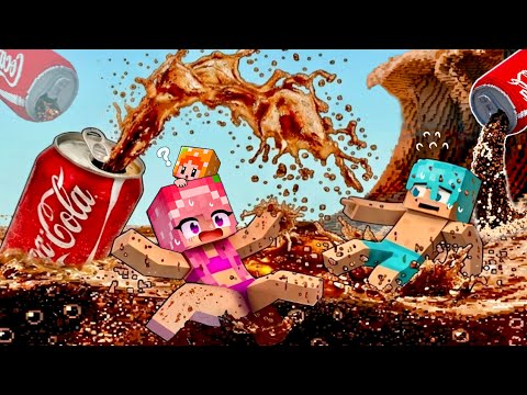 コーラの津波から生き延びろ！まるでマグマが上がってくるマイクラ(#ぴこみんず)