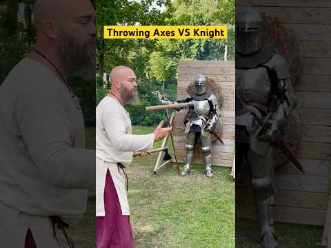 Viking axe thrower trying the nerves of this medieval knight by throwing incredible trick shots!