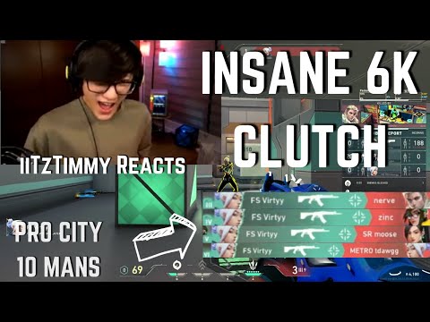 100T iiTzTimmy REACTS to Virtyy INSANE Jett CLUTCH 6K ! // PRO 10 MANS | VALORANT Clips