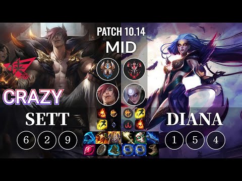 RW Crazy Sett vs Diana Mid - KR Patch 10.14