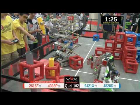 2015 VRC Tech Q102 - 2616F 4393P vs 9421X 4828D - 32 to 45 - VEX Worlds 2015 - Technology Division