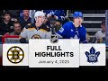 NHL Highlights Bruins Vs Maple Leafs January 04 2025