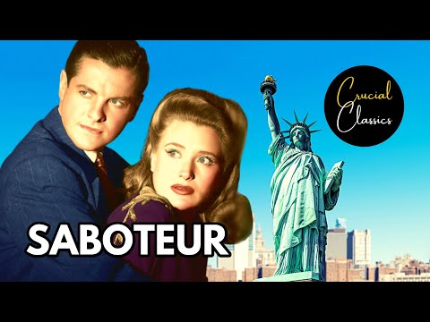 Saboteur 1942, Priscilla Lane, Robert Cummings, Alfred Hitchcock, full movie reaction