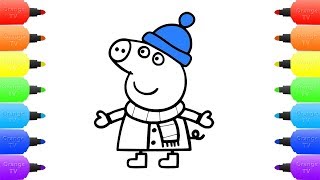 Peppa Pig Snowy Winter - Coloring Pages Peppa Pig Nurse, Snow for Kids - Drawing Art for Children.