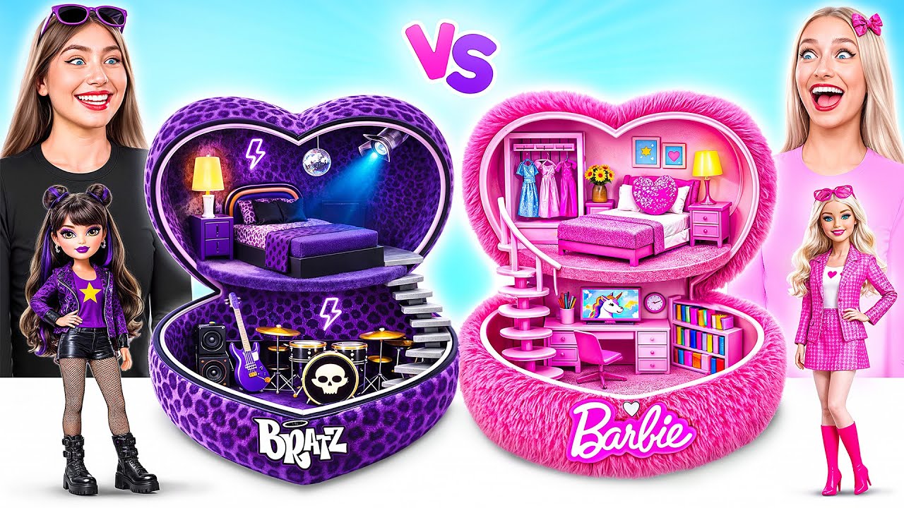 素晴らしいドールハウスを作ります バービー vs ブラッツチャレンジ | タノシイ デコレーション アイデア Multi DO Smile