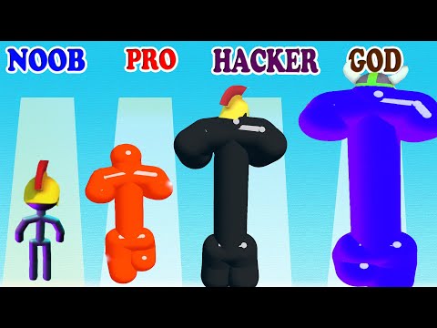 NOOBvsPROvsHACKERvsGOD in Blob Runner 3D vs Tall Man Run Gameplay - Which game do you like?