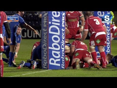 Determined Jack McGrath Try for Leinster v Scarlets 30th Nov 2013