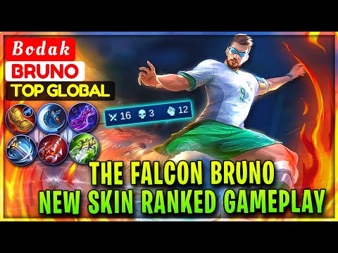 The Falcon Bruno, New Skin Ranked Gameplay [ Top Global Bruno ]  B o d a k - Mobile Legends
