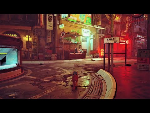 Walking Around Midtown for 1 Hour - Stray (Video Game Ambience)