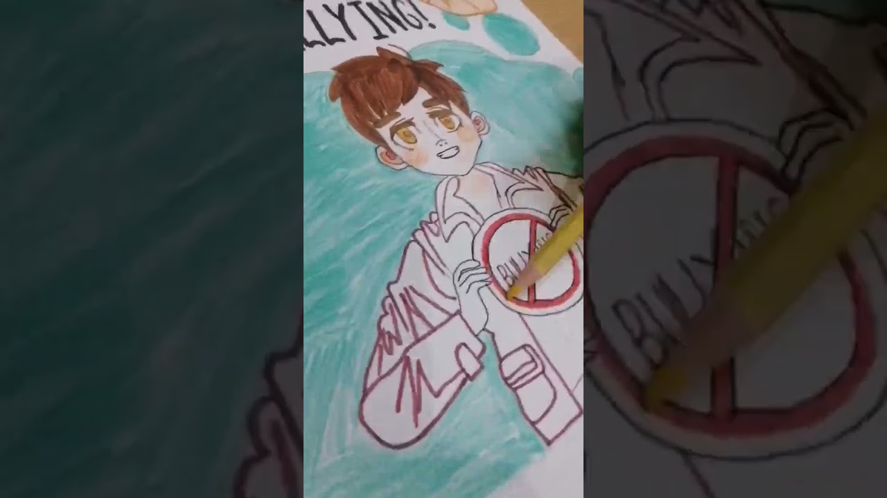 BULLYING POSTER IDEA💡|#shorts #foryou #shortfeed #ytshorts #nobullyingallowed #artsbymomina #viral