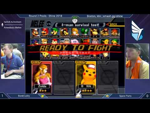 Shine 2018 SSBM - BonkCushy (Pikachu) vs. Spare Parts (Sheik) - Melee R2 Pools