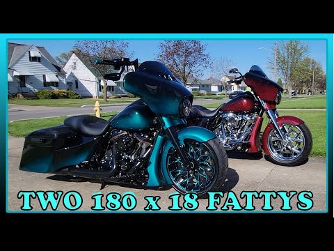 Two Custom 180 x 18 Fat Front Tire Harley Baggers