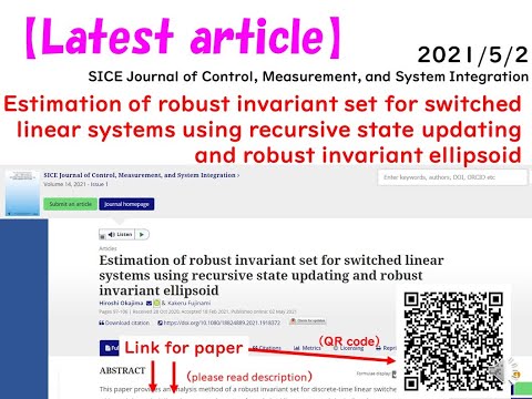 機械システム工学科 [Control Paper] Estimation of robust invariant set for switched linear systems [JCMSI] #control