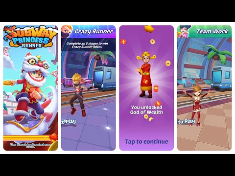 Subway Princess Runner God of Wealth Unlocked vs Lucy Outfit vs Crazy Runner Adam