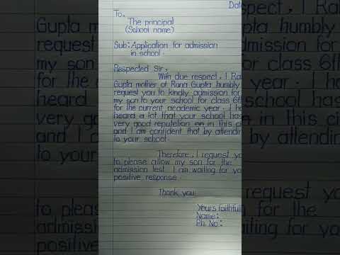 Application For School Admission || Application Writing Practice #shorts