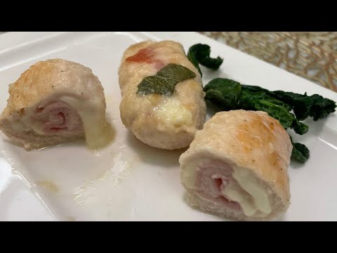 Involtini di pollo in padella veloci & teneri con prosciutto e formaggio