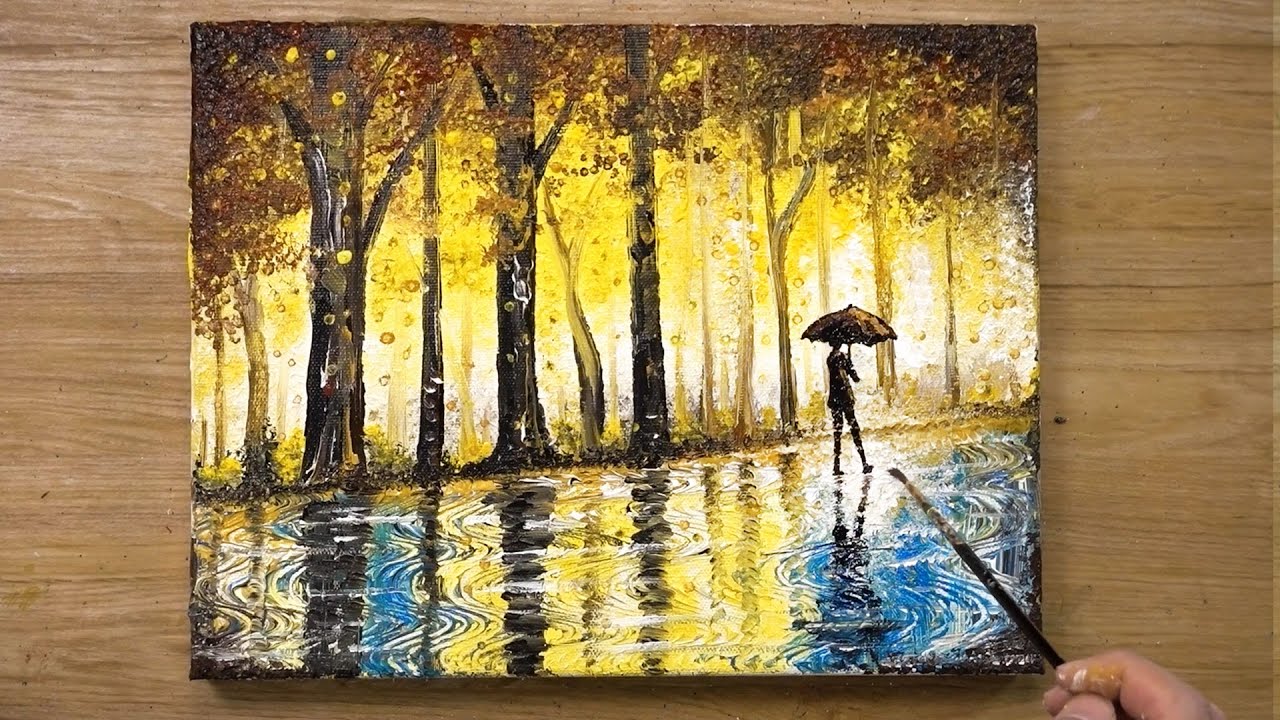acrylic painting 'the rainy day' cotton swabs painting by jay lee painting