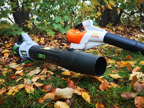 Vergleich zwischen dem Stihl Akku-Blasgerät BGA 250 und dem EGO Akku-Laubbläser LB7650E mit Test!