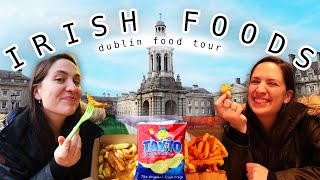 LIVING IN DUBLIN VLOG 🇮🇪 reacting to irish foods (chicken fillet roll, lucozade, taytos, spice bags)