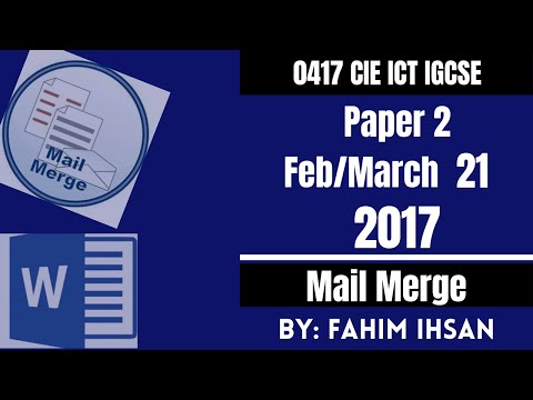 IGCSE ICT 0417/P21/2017 FEB - MARCH MAIL MERGE
