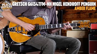 Video thumbnail for No Talking...Just Tones | Gretsch G6134TFM-NH Nigel Hendroff Signature Penguin | Amber Flame by Peach Guitars