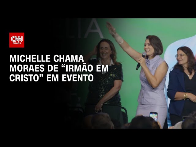 Michelle Bolsonaro chama Moraes de "irmão em Cristo" durante evento em Brasília | HORA H