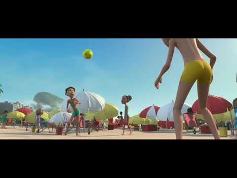 Trailer frame: Blu amid a samba street party, matching the film’s needle-drops