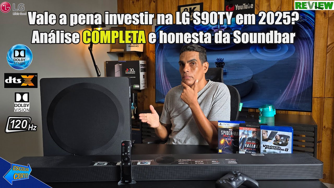 Miniatura da avaliação em vídeo de Soundbar LG S90TY 5.1.3 Canais Dolby Atmos 570W