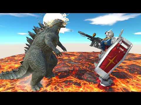 Godzilla Classic vs Gundam RX-78 at LAVA - Animal Revolt Battle Simulator