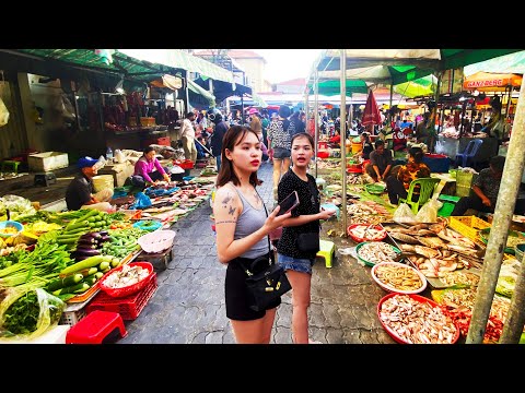 Best Inside Cambodian Food Market Scene - Walking Tour Around Boeung Trabek Plaza Market