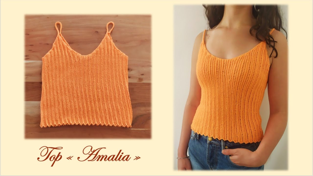 Tricoter le top Amalia pour l'été - Guide des tailles inclus
