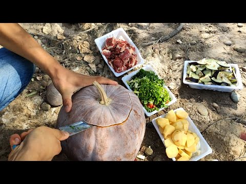 Island food | Yummy Tajik RECIPE: Pumpkin, Meat, Onion, Garlic, Eggplant, Potato, Tomato, Parsley...