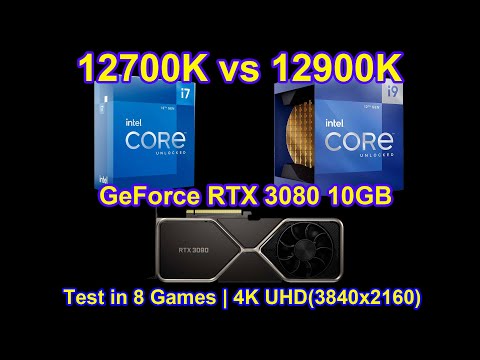 Intel Core i7 12700K vs Core i9 12900K + GeForce RTX 3080 10GB - Test in 8 Games | 4K UHD(3840x2160)