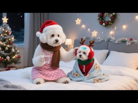 Cachorrito Lindo Enfermo en Navidad🎄, Mamá Perra Lo Cuidó con Todo Su Amor ❤️