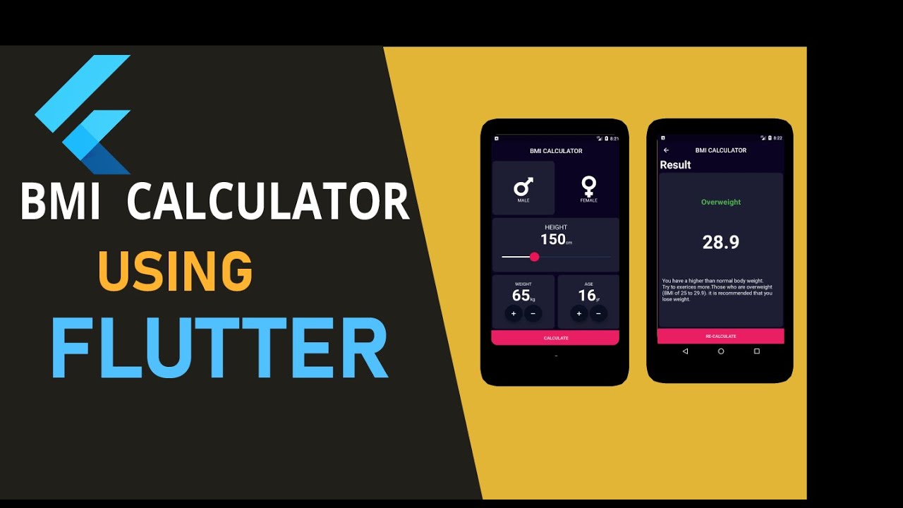 Build BMI Calculator for Android & iSO flutter 2021| flutter tutorials for beginners
