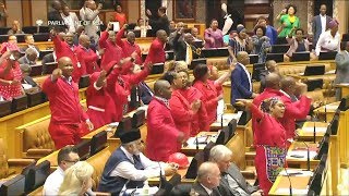 EFF And ANC Singing And Celebrating Land Reform Victory In Parliament