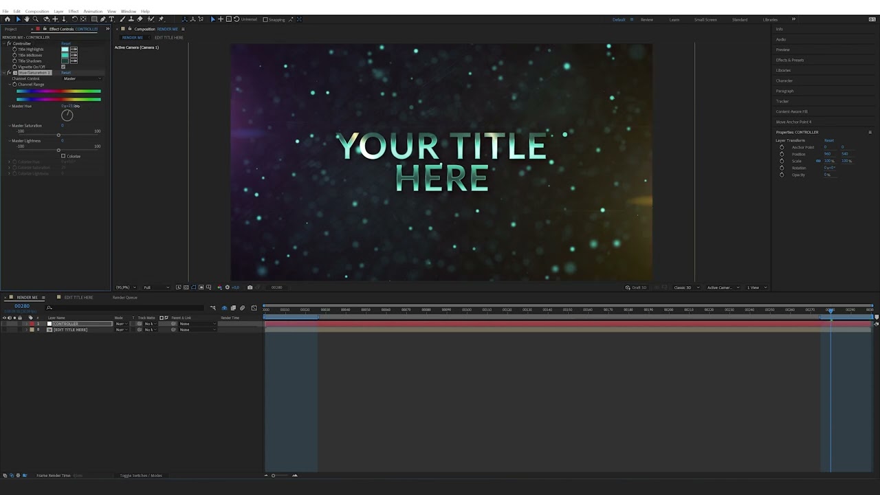 How to edit the Glamour and Glitter Title in After Effects