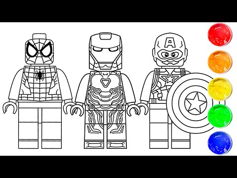 LEGO Spiderman, Iron Man, Captain America Coloring | Art and Coloring Fun