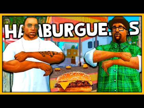 CJ y SMOKE venden HAMBURGUESAS - GTA San Andreas Loquendo