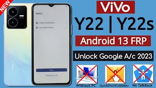 Vivo Y22/Y22s Android 13 Frp Bypass | Unlock Google Account Lock Without PC - Fix Reset Not Working