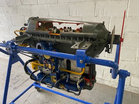 Sectioned de Havilland Gipsy Major 4 cylinder, air-cooled, piston aircraft engine 4 stroke cycle