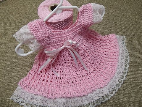 Vestido 0 meses encaje a crochet