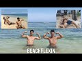 Muscle Flexing After Gutpunch and Wrestle at The Beach with @Laurence John