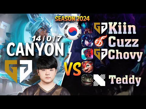 GEN Canyon NIDALEE Perfect Game! VS Kiin, Cuzz, Chovy, Teddy in the SAME TEAM - Patch 14.5 KR Ranked